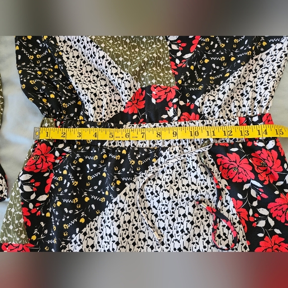 Libby Edelman Black and Red Floral Midi Dress Long Sleeves Size S - Picture 13 of 15